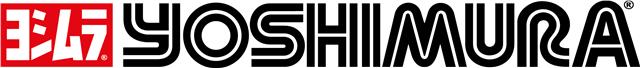 Logo showing black Yoshimura text in english on a white background alongside white Yoshimura text in Japanese on a red background