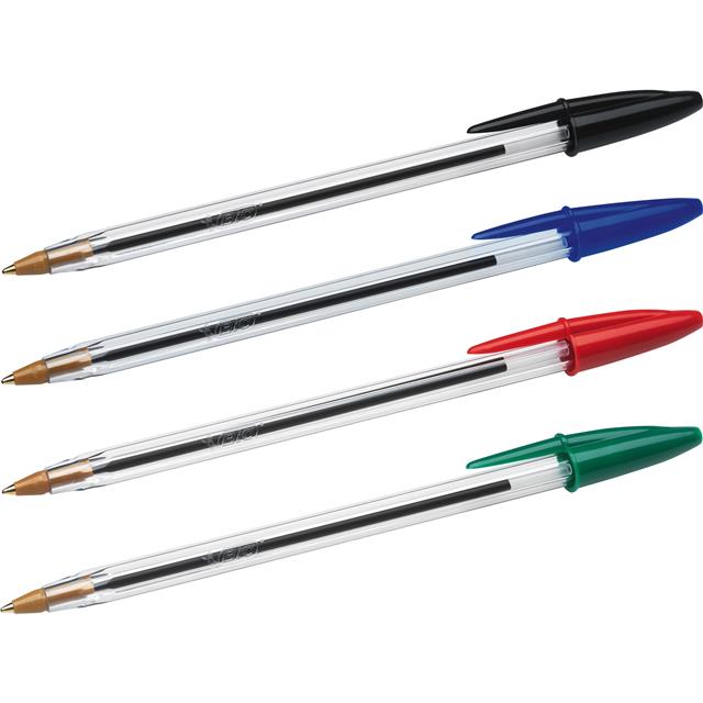 10 x Bic CRISTAL GRIP Ballpoint Medium Pens Colour Choice Black Biros 