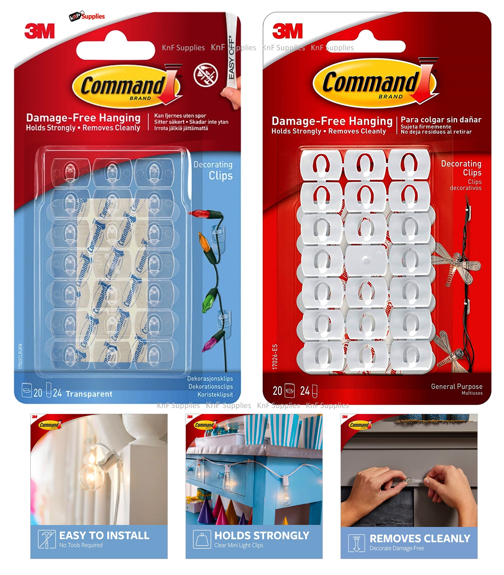 3M Command 17026H Outdoor Decorating Clips Hooks Wall Hanging Fairy Lights