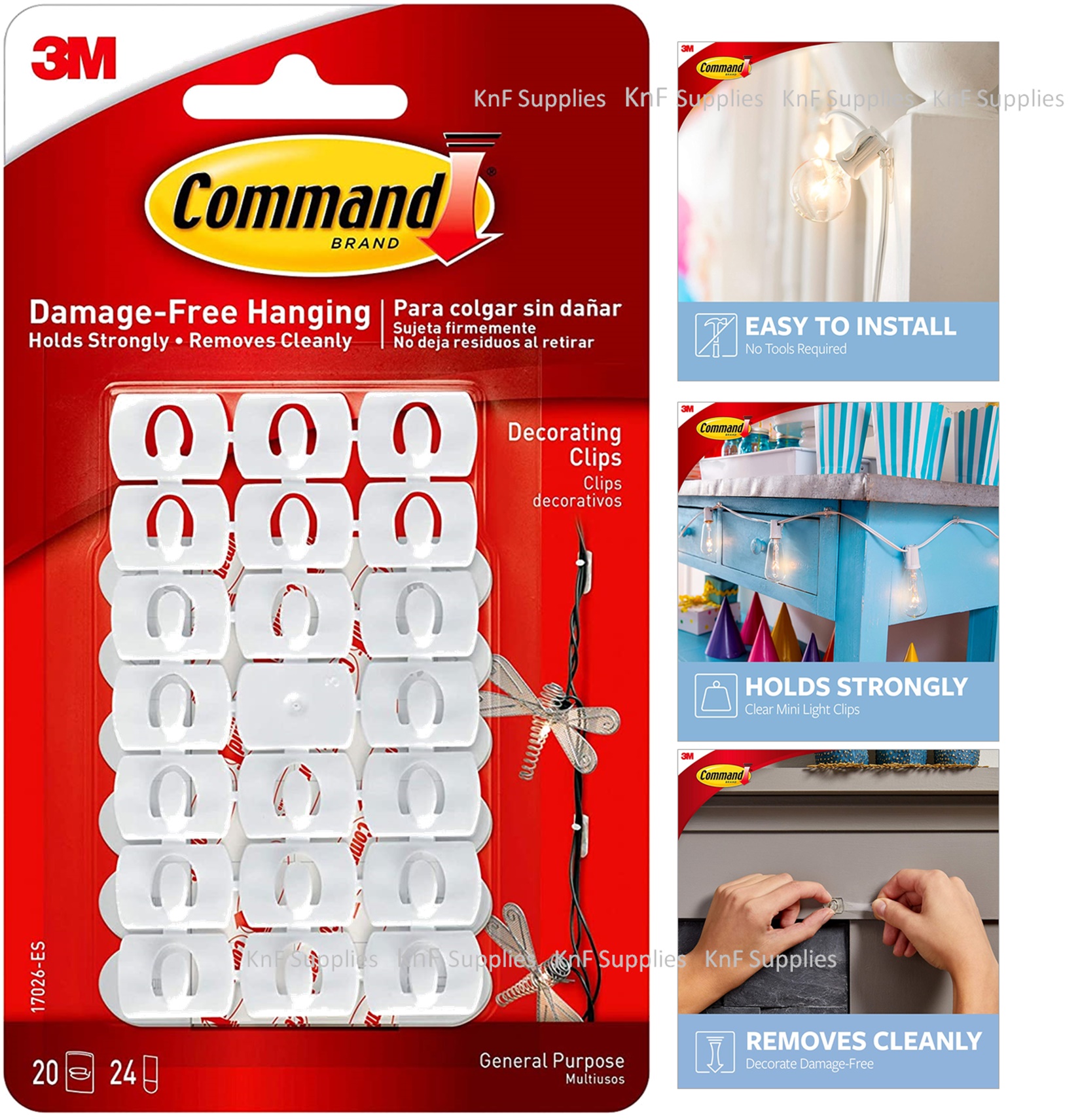 Details about   3M Command Outdoor Hooks Decorating Clips Wall Hanging Christmas Fairy Lights 