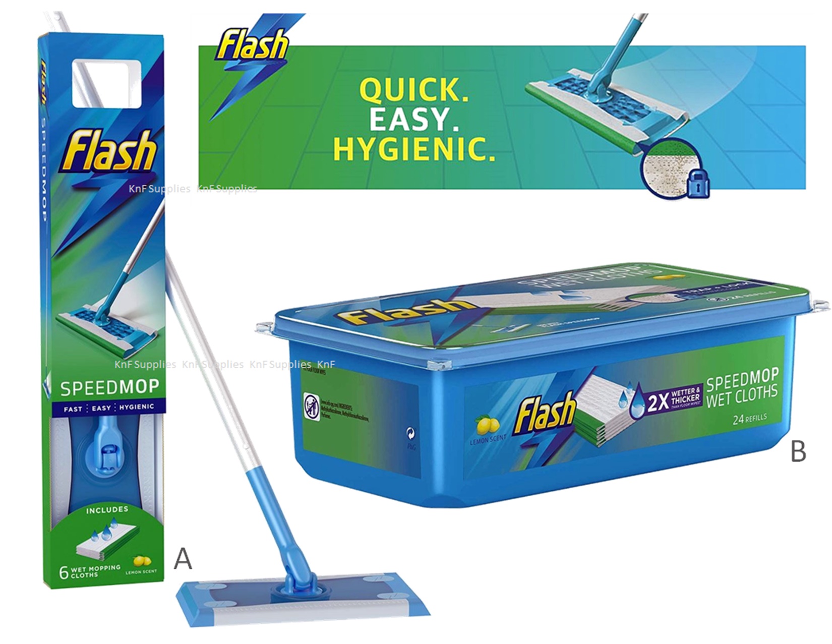 Flash Speedmop Speed Mop Starter Kit Refills Refill Replacement Pads 