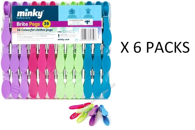 New Minky Sure Grip Colourful Plastic Clothes Weatherproof Pegs 2 pks 24 