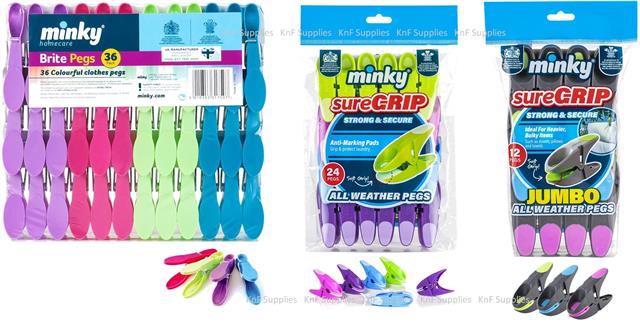 Multi-Coloured Plastic Clothes Pegs - With Soft Grip