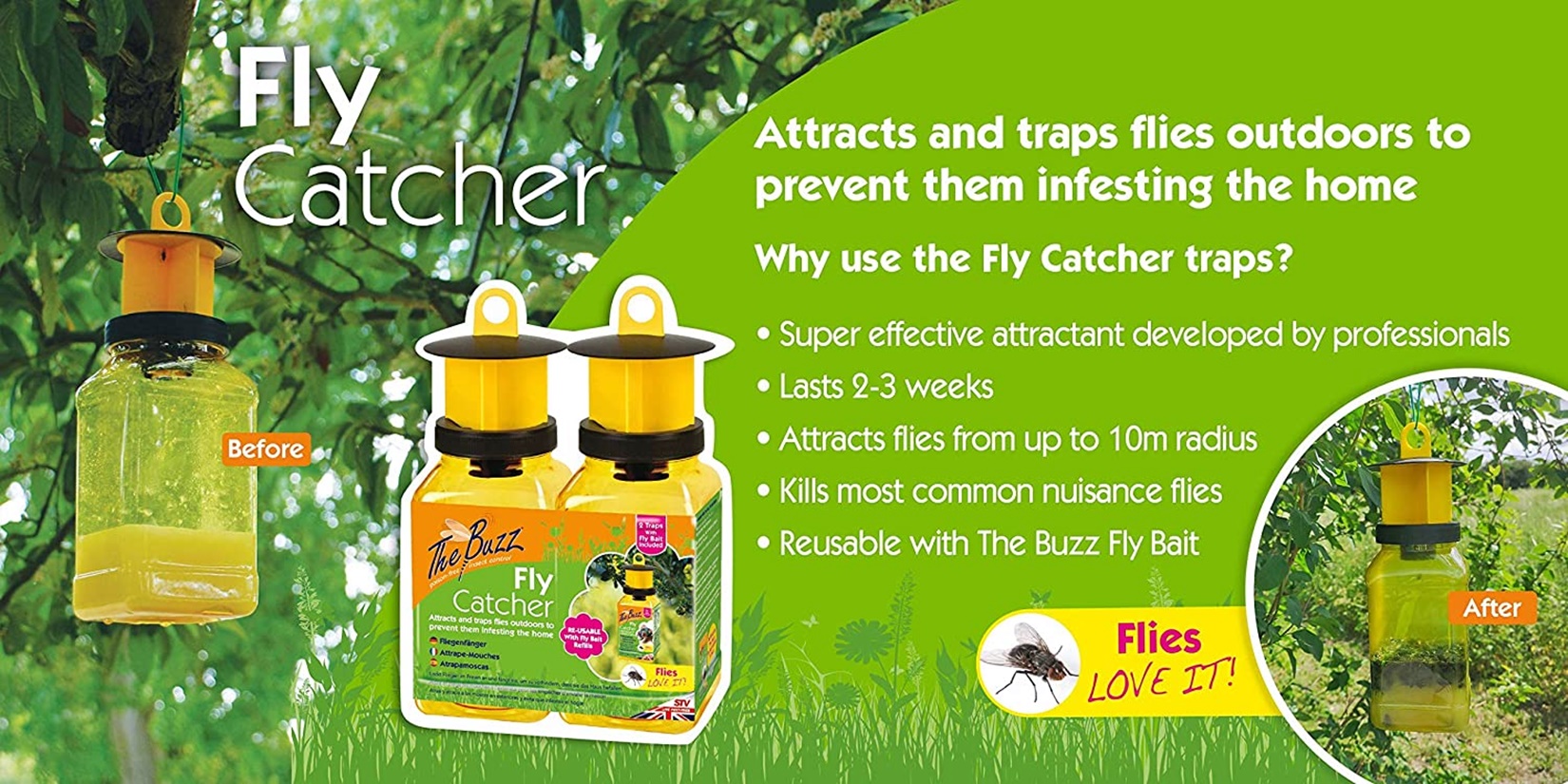 The Buzz Fly Catcher with Insect Attractant Bait Twin Pack