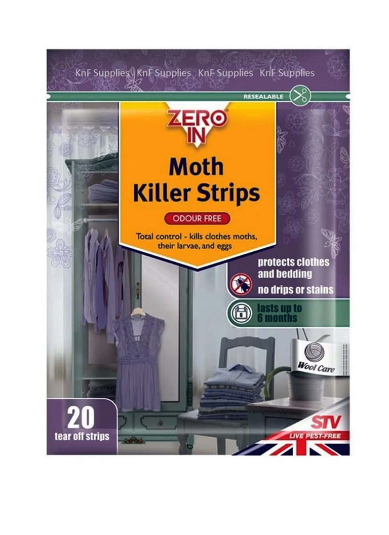 Zero In Clothes Odourless Moth Killer Protection Strips Pack of 20 ZER429  5036200344298