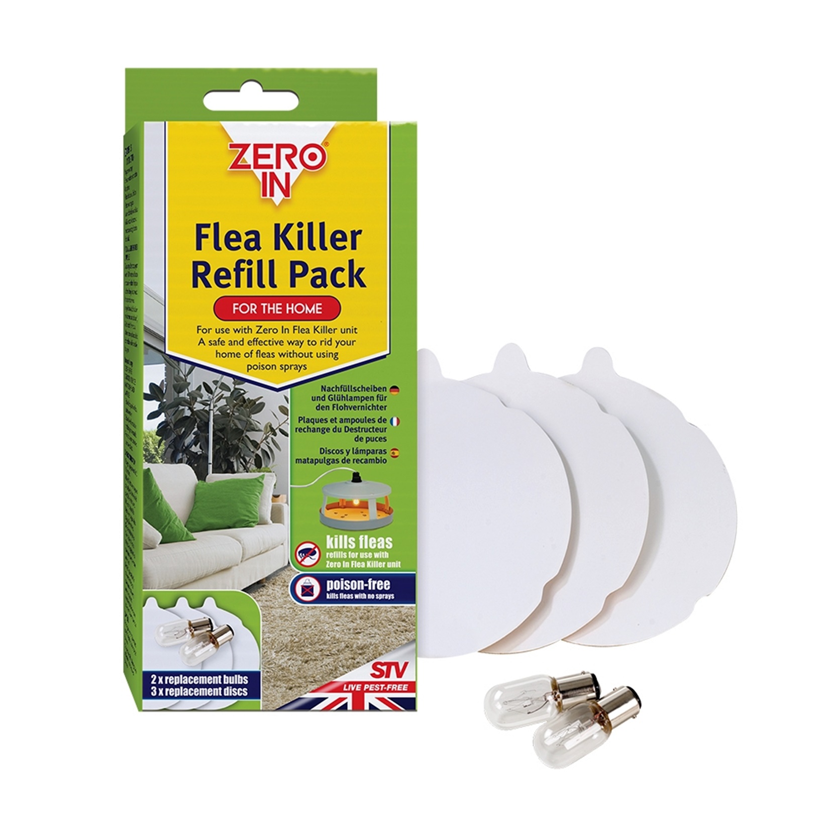 STV Zero In Flea Trap Killer Home Dog Flea Kills Refill Discs Bulb ZER019 ZER020