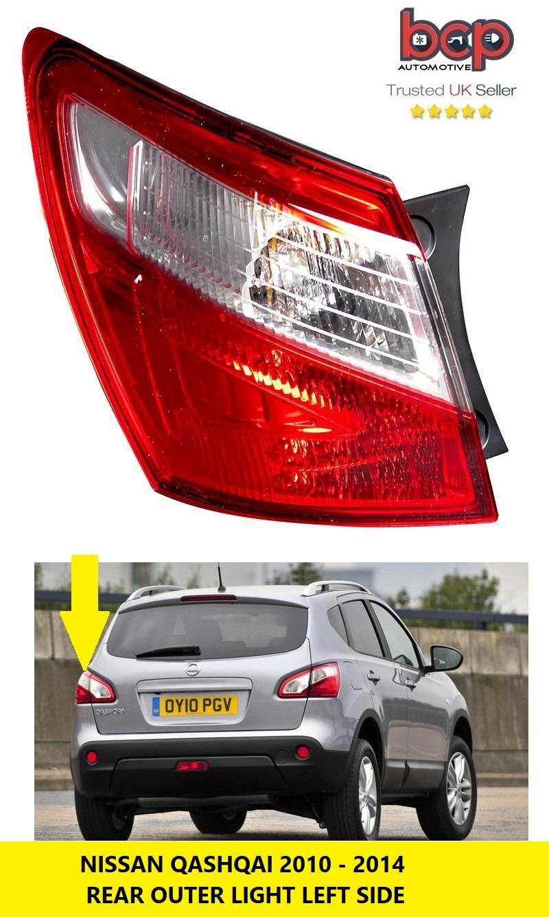 Nissan Qashqai 2010 2014 Rear Light Tail Light Outer Passenger Side