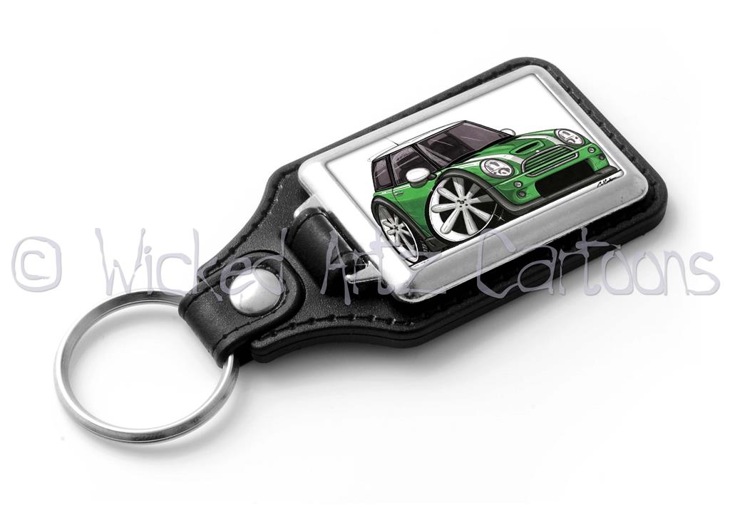 RetroArtz Cartoon Car BMW Mini Cooper Convertible Black Premium Metal Key Ring 