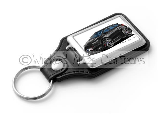 RetroArtz Cartoon Car Art Ford Focus ST170 MK1 Dark Grey Premium Metal Key Ring 