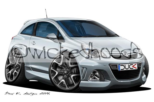 Vauxhall Corsa C SRi Caricature Car Art Print