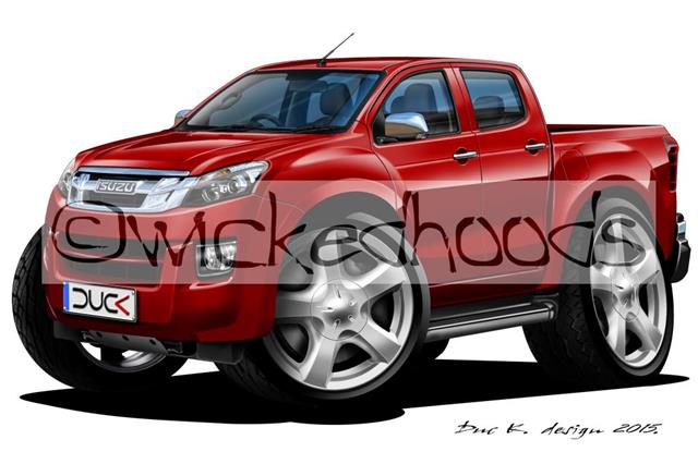 WickedKarz Cartoon Car Isuzu D-Max Pick Up Truck in Burgundy Stylish Key Ring