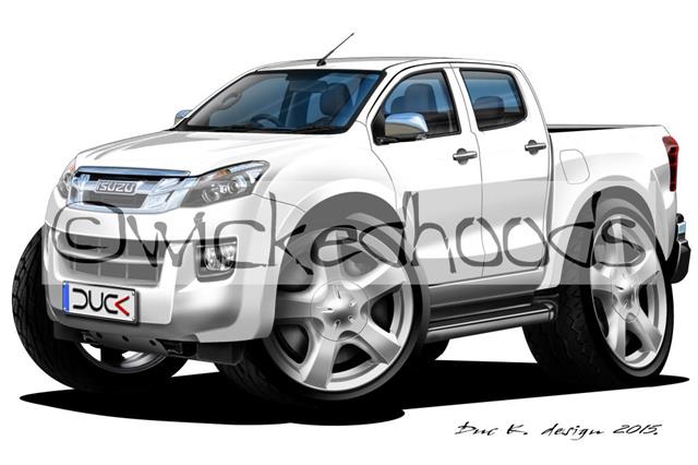 WickedKarz Cartoon Car Isuzu D-Max Pick Up Truck in Burgundy Stylish Key Ring