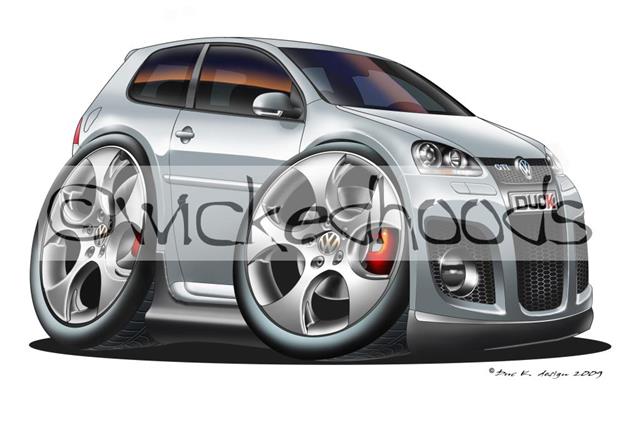 RetroArtz Cartoon Car Volkswagen VW Scirocco GT in Red Premium Metal Key Ring