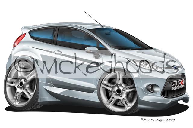 WickedKarz Cartoon Car Smart FourTwo in Red Stylish Key Ring