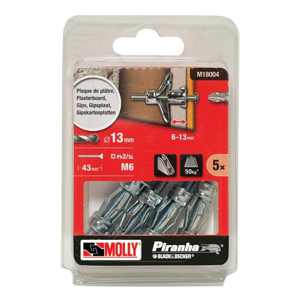 20 Black /& Decker Molly Plasterboard fixings M4 X 33mm