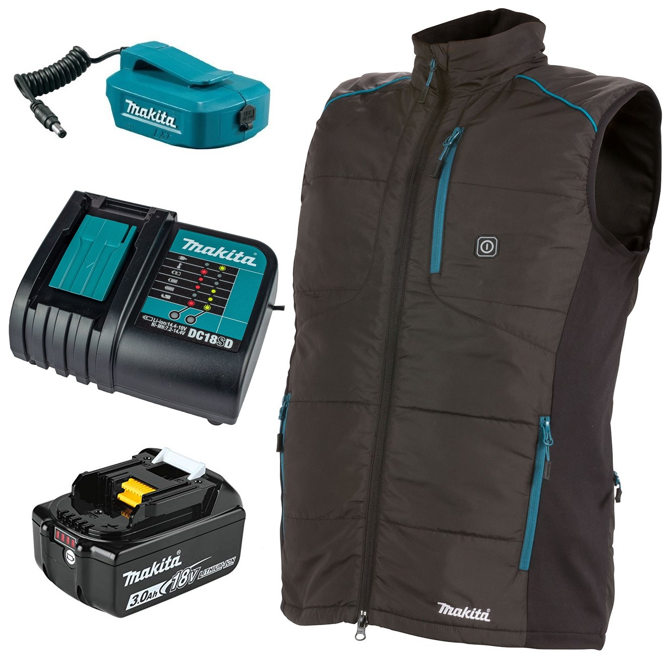 MAKITA DCV202ZS LXT 18v Cordless Battery Heated Jacket Vest Gilet Black ...